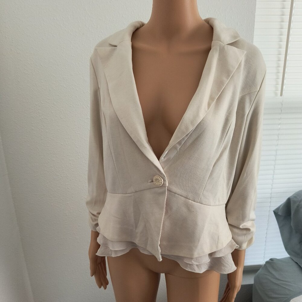 Cream Jacket with Ruffle Trim